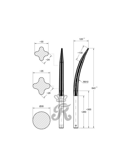 Púa - CurvadaTamaño de rosca: M20 x 1.50 (Estrella)