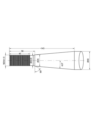 Púa - Manivela 980mm, Tamaño de rosca: M24 x...