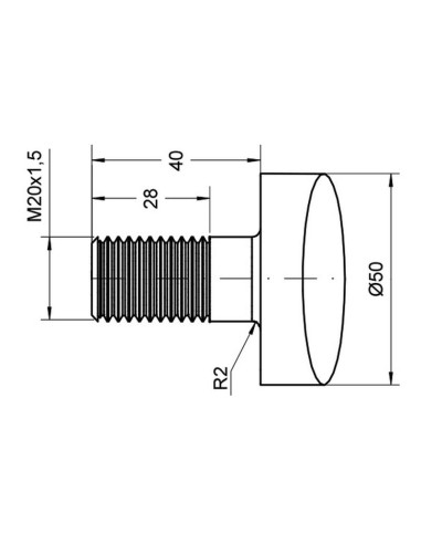 Púa - Recta 1100mm, Tamaño de rosca: M20 x 1.50...