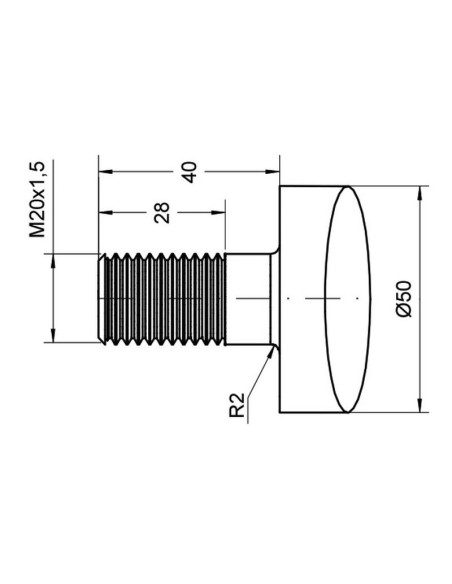 Púa - Recta 1100mm, Tamaño de rosca: M20 x 1.50 (Redondo)