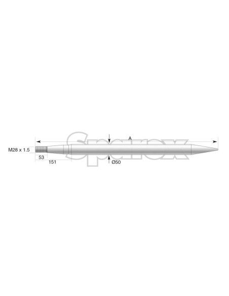 Púa - Recta 815mm, Tamaño de rosca: M28 x 1.50 (Redondo) Corresponde a: 1000825