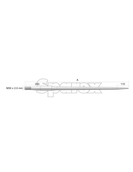 Púa - Recta 980mm, Tamaño de rosca: M30 x 2.00 (Cuadrado) Corresponde a: KK241161M30