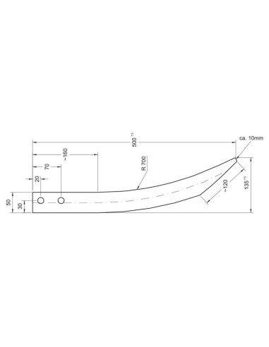 Púa de Carga - Curvada 500mm, (Lisa)...