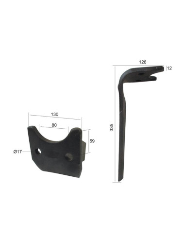 Cuchilla para gradas rotativas 130x12x335mm...