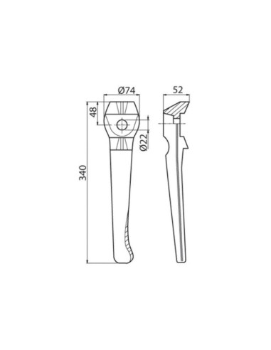 Puntera 340mm. Dcho.Recambio para Lely...