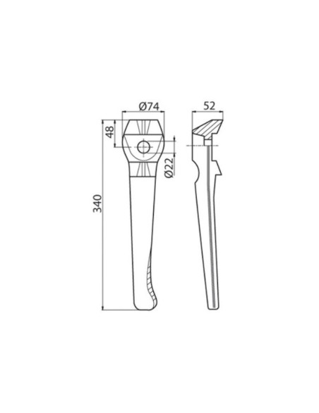 Puntera 340mm. Dcho.Recambio para Lely Corresponde a: 1.1699.0112.0