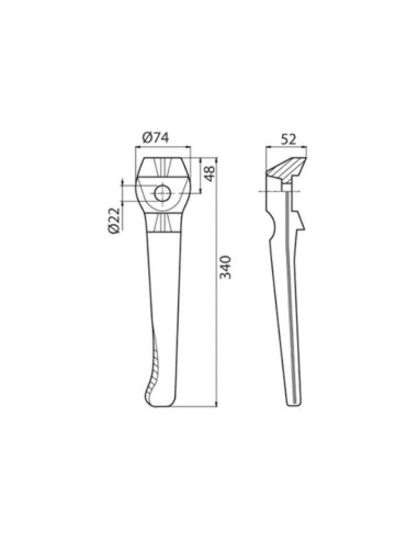 Puntera 340mm. Izdo.Recambio para Lely...