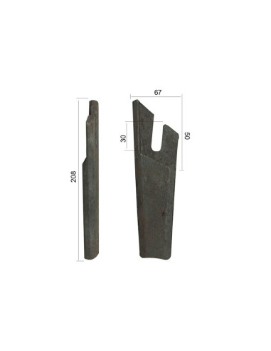 Puntera soldable 208mm. Izdo. Recambio para Lely.