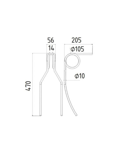 Muelle Sembradora - Ø10mm, Longitud: 470mm...