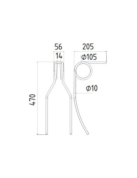 Muelle Sembradora - Ø10mm, Longitud: 470mm Corresponde a: 8612370900