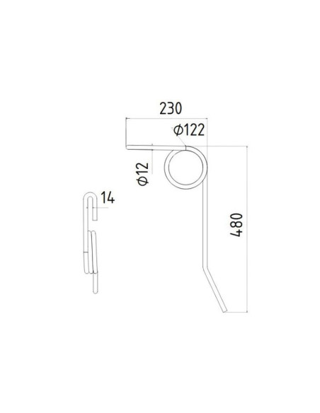 Muelle Sembradora - Ø12mm, Longitud: 480mm Corresponde a: 72000110