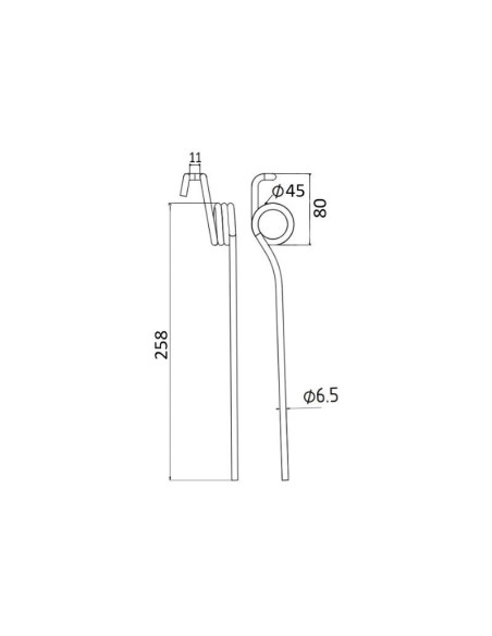 Muelle Sembradora - Ø6.5mm, Longitud: 258mm Corresponde a: 3005203220