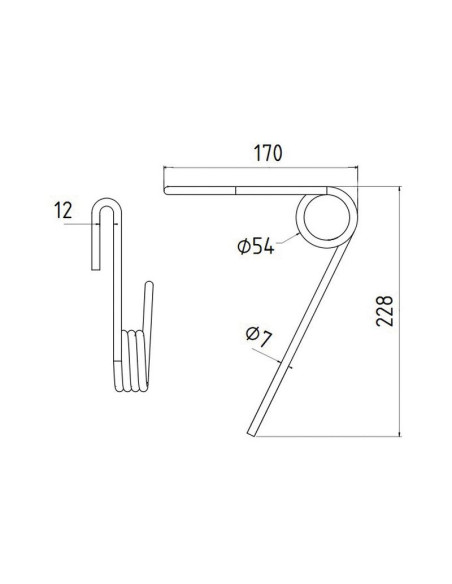 Muelle Sembradora - Ø7mm, Longitud: 228mm Corresponde a: 3142456M1