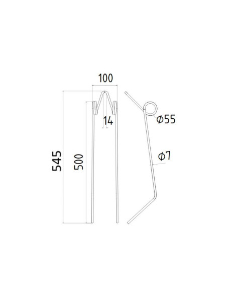 Muelle Sembradora - Ø7mm, Longitud: 545mm Corresponde a: 50400317