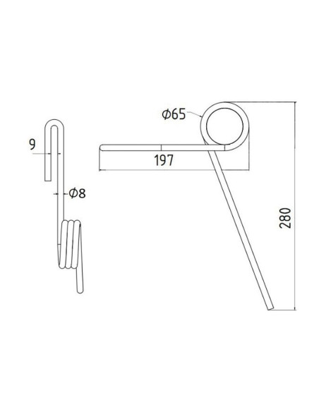 Muelle Sembradora - Ø8mm, Longitud: 280mm Corresponde a: FKX0385
