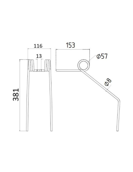 Muelle Sembradora - Ø8mm, Longitud: 381mm Corresponde a: 50400318