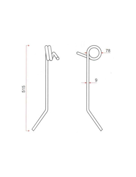 Muelle Sembradora - Ø9mm, Longitud: 515mm Corresponde a: 18903650