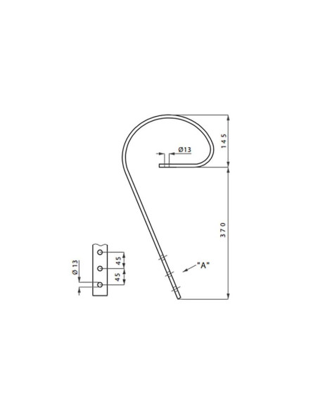 Púa 45 x 10mm Corresponde a: 201787 3 HOLE