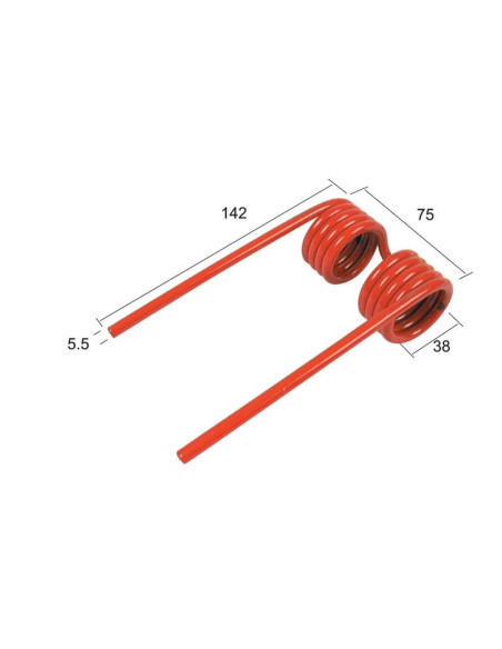 Muelle pick-up - - - Longitud:142mm, Anchura:75mm, Ø5.5mm - Recambio para Kemper, Krone, Strautmann Corresponde a: 9381580