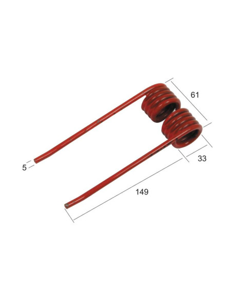 Muelle pick-up - - - Longitud:149mm, Anchura:61mm, Ø5mm - Recambio para Krone Corresponde a: 9381481