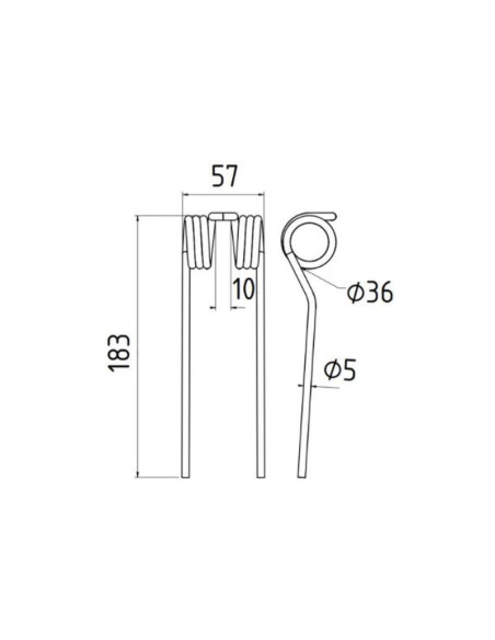 Muelle pick-up - - - Longitud:183mm, Anchura:57mm, Ø5mm - Recambio para Mengelle Corresponde a: 03035653