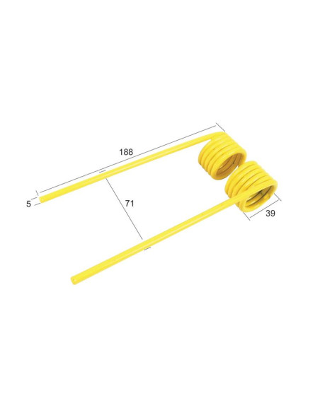 Muelle pick-up - - - Longitud:188mm, Anchura:71mm, Ø5mm - Recambio para John Deere Corresponde a: CC32965