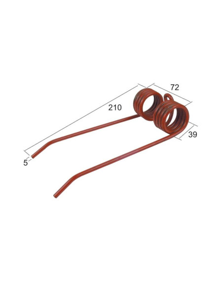Muelle pick-up - - - Longitud:210mm, Anchura:72mm, Ø5mm - Recambio para Welger Corresponde a: 0940522100