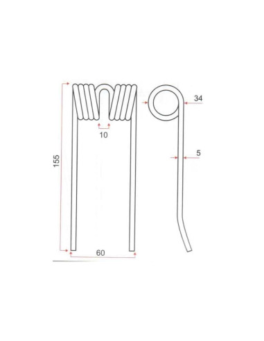 Muelle pick-up Longitud:155mm, Anchura:60mm,...