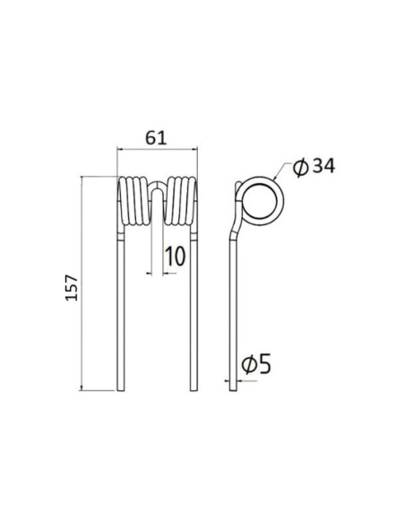 Muelle pick-up Longitud:157mm, Anchura:61mm, Ø5mm - Recambio para Mengelle