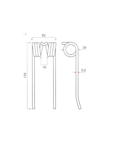Muelle pick-up Longitud:170mm, Anchura:62mm,...