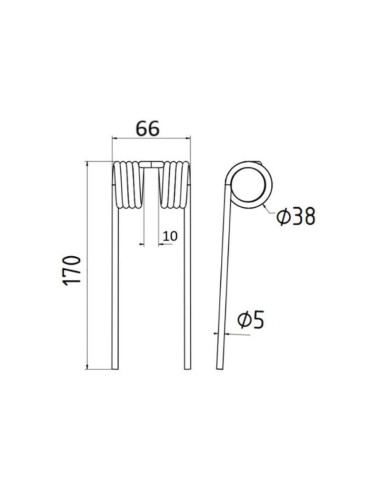 Muelle pick-up Longitud:170mm, Anchura:66mm,...