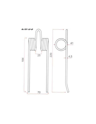 Muelle pick-up Longitud:184mm, Anchura:70mm,...