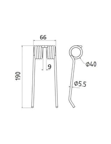 Muelle pick-up Longitud:190mm, Anchura:66mm,...