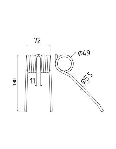 Muelle pick-up Longitud:190mm, Anchura:69mm,...