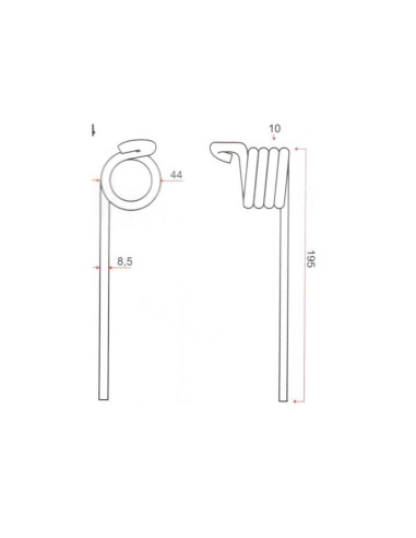 Muelle pick-up Longitud:195mm, Anchura Ø8.5mm -...
