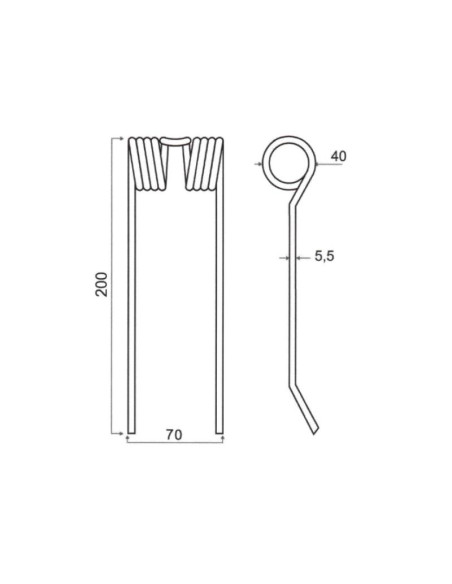 Muelle pick-up Longitud:200mm, Anchura:70mm, Ø5.5mm - Recambio para Mchale Corresponde a: CTN00008