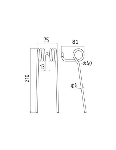 Muelle pick-up Longitud:210mm, Anchura:75mm,...