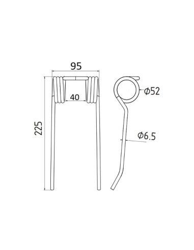 Muelle pick-up Longitud:225mm, Anchura:95mm,...