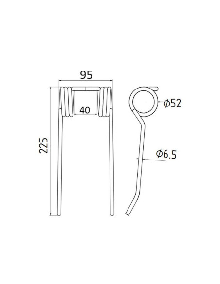 Muelle pick-up Longitud:225mm, Anchura:95mm, Ø6.5mm - Recambio para Idass Corresponde a: 8000818