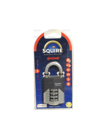 Squire 50 COMBI Candado con Combinación Vulcan, Anchura del cuerpo: 50mm (Clasificación de seguridad: 5)