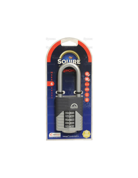 Squire 60/2.5 COMBI Candado con Combinación Vulcan, Anchura del cuerpo: 60mm (Clasificación de seguridad: 6)