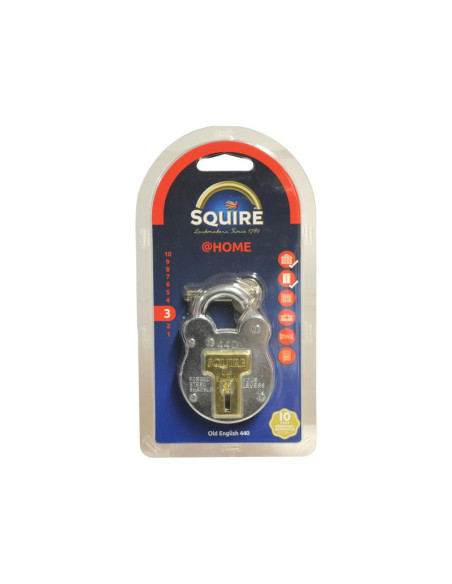 Squire Old English Padlock - Acero, Anchura del cuerpo: 51mm (Clasificación de seguridad: 3)