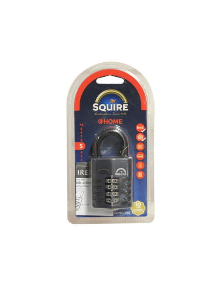 Squire Recodable CP Combination Padlock - Die Cast, Anchura del cuerpo: 50mm (Clasificación de seguridad: 5)