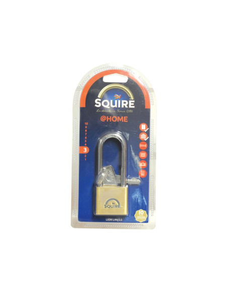 Squire Solid Brass Lion Range Padlock - Latón, Anchura del cuerpo: 14mm (Clasificación de seguridad: 3)