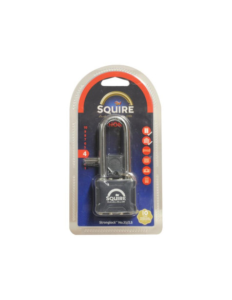 Squire Stronglock Pin Tumbler Padlock - Acero, Anchura del cuerpo: 38mm (Clasificación de seguridad: 4)
