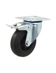 Braked Goma Ruedas Goma - Capacidad: 100kgs, Ø rueda: 125mm