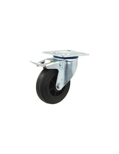 Braked Goma Ruedas Goma - Capacidad: 70kgs, Ø rueda: 80mm