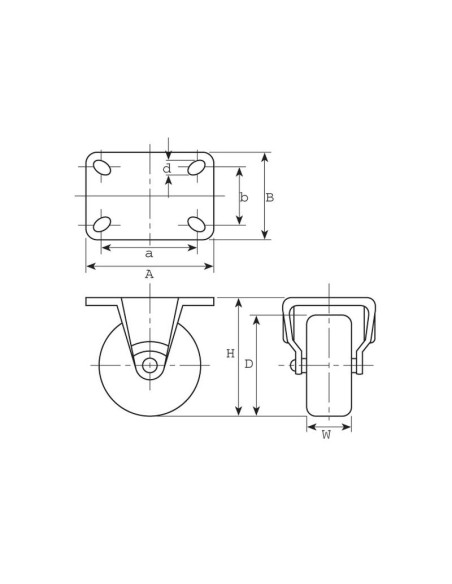 Fija Goma Ruedas Goma - Capacidad: 100kgs, Ø rueda: 125mm