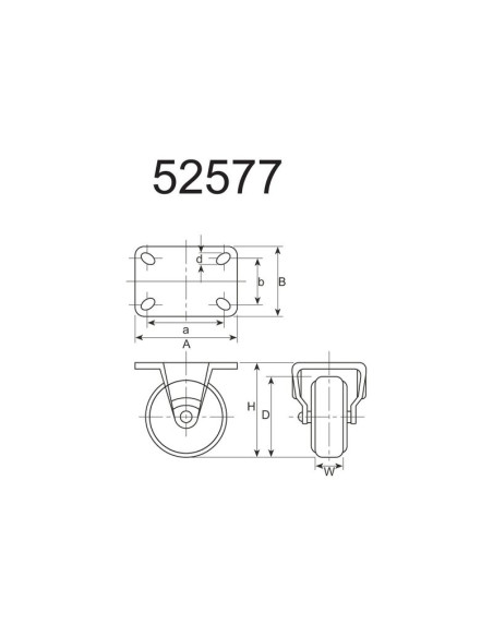 Fija Goma Ruedas Goma - Capacidad: 50kgs, Ø rueda: 80mm