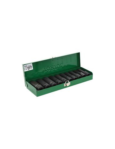 10 pza. Conjunto de toma de impacto profundo con brida 6PT de 1/2'' (métrico)